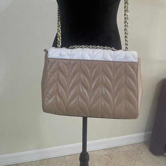 Kate Spade Briar Lane quilted white/dark beige multi-color block crossbody - Picture 2 of 5